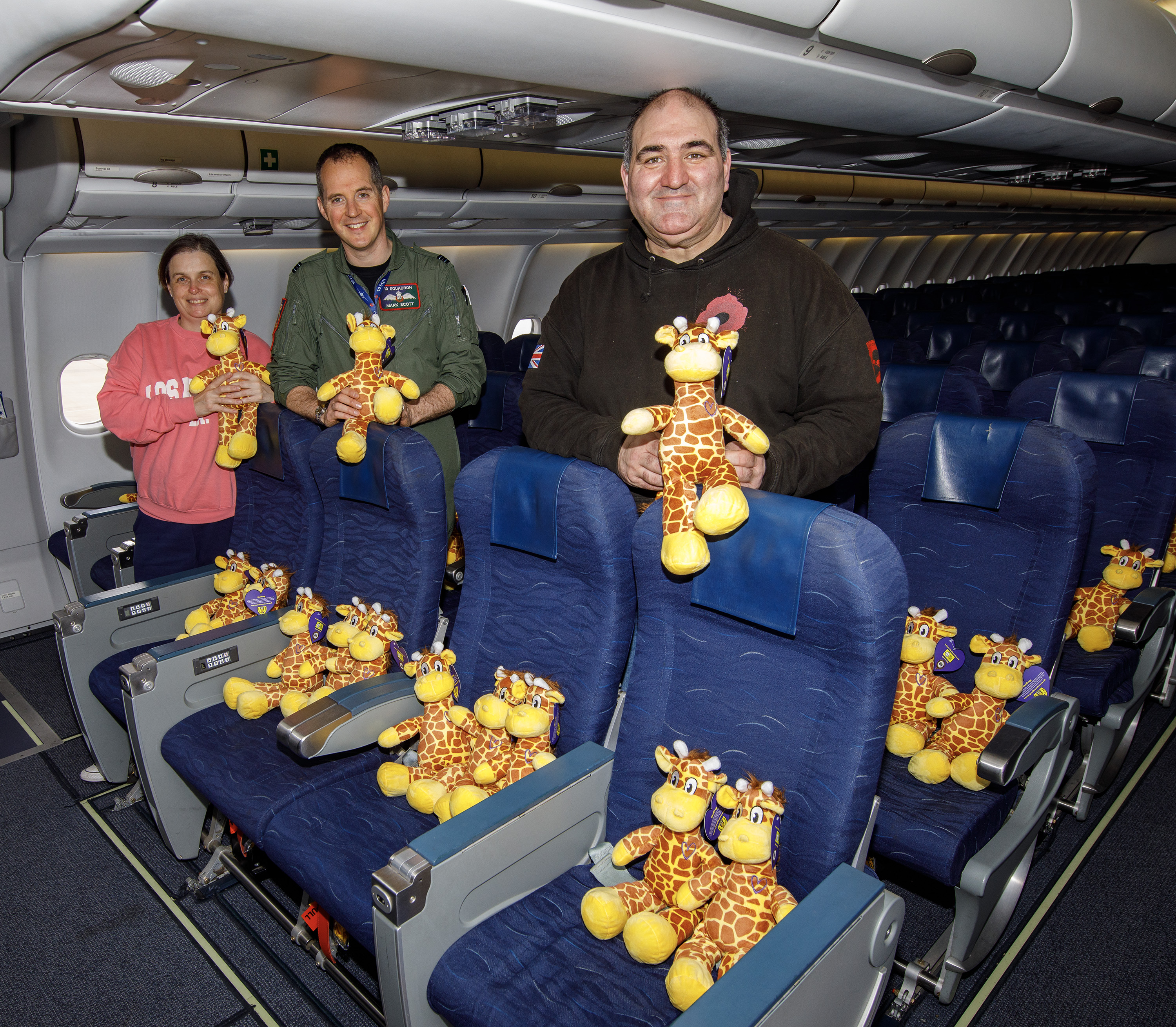 For the second time Royal Air Force Brize Norton has helped raise money for Great Ormond Street Hospital by sending hundreds of cuddly toy giraffes on an air-to-air refuelling mission onboard an RAF Voyager.